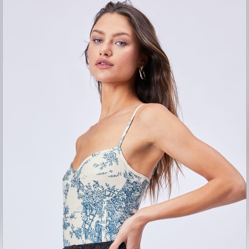 Cider Santorini Beach Vacation Toile de Jouy Bodysuit
